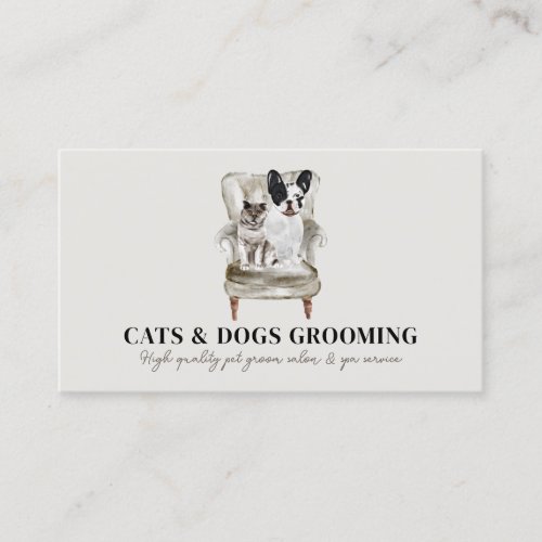 Beige Sofa Frenchie Dog Cat Pet Sitter Home Business Card