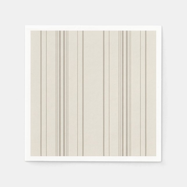 Beige Soft Stripe Cocktail Napkins (Front)