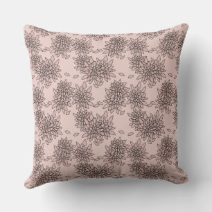 beige solid floral abstract pattern retro sixties outdoor pillow