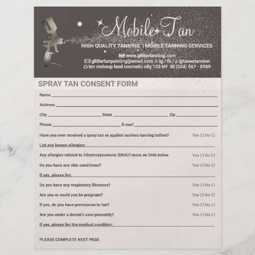 Beige Spray Tan Business Plan Consent Waiver Form Flyer