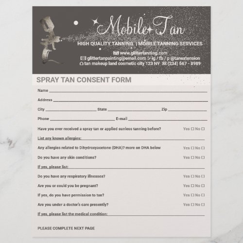 Beige Spray Tan Business Plan Consent Waiver Form Flyer