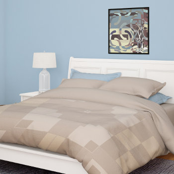 Beige Squares Geometric Duvet Cover by Gingezel at Zazzle