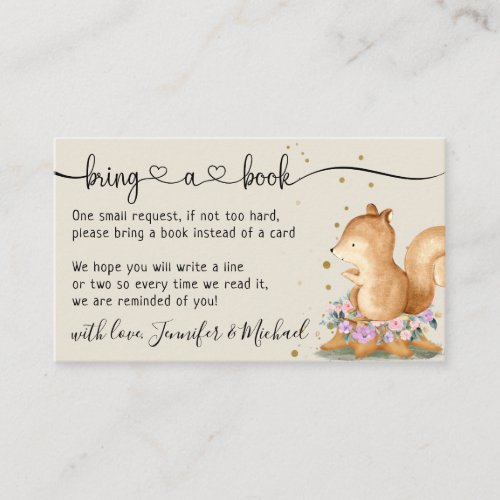 Beige Squirrel Bring a book Enclosure Card