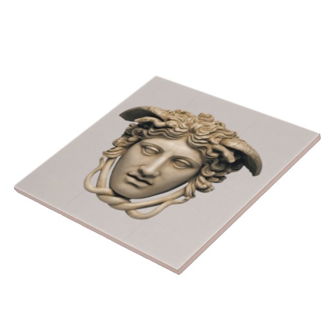 Beige Stone Medusa  Ceramic Tile (Side)