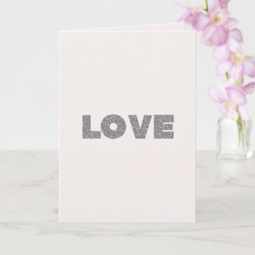 Beige Stone Silver Glitter Love Card