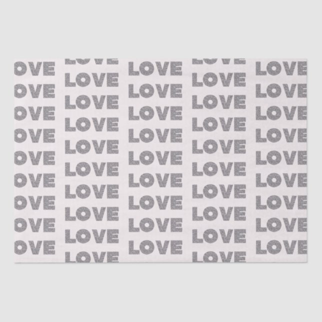 Beige Stone Silver Glitter Love Tissue Paper (Front)