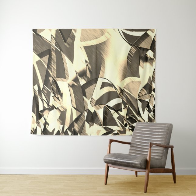Beige streaks on some brown, drizzled image tapestry (In Situ (Horizontal))