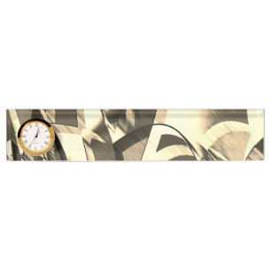 Beige streaks over brown image with drizzle desk name plate