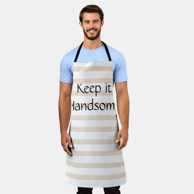 Beige Stripe All Over Print Apron Keep it Handsome (Worn)