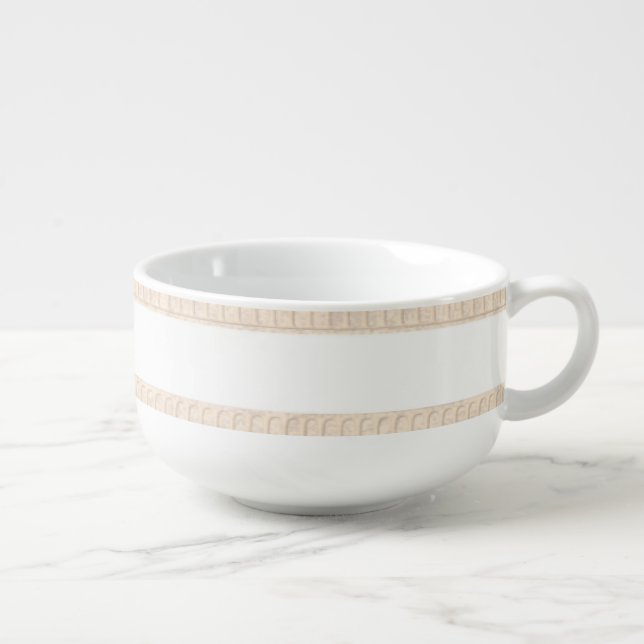 Beige Stripe Soup Mug (Left)