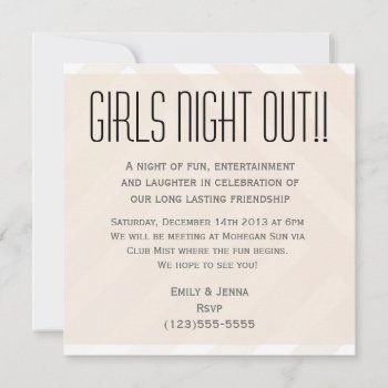 Beige Striped Girls Night Out Invitation by Mintleafstudio at Zazzle