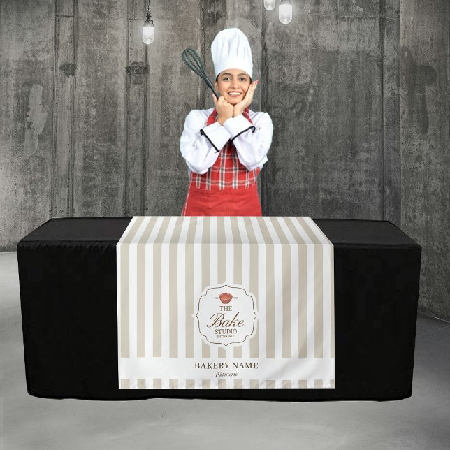 Beige Stripes Logo Table Pop Up Shop Vendor Runner Tapestry (Beige Stripes Logo Table Pop Up Shop Vendor Runner Tapestry)