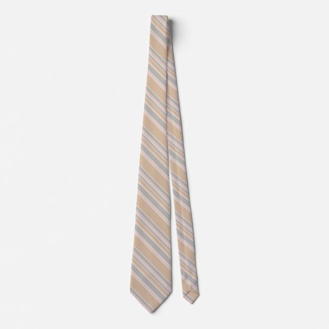 Beige stripes neck tie (Front)