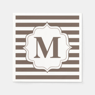 Beige Stripes Personalized Monogram Napkins