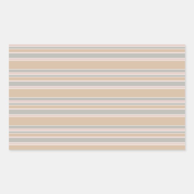 Beige stripes rectangular sticker (Front)