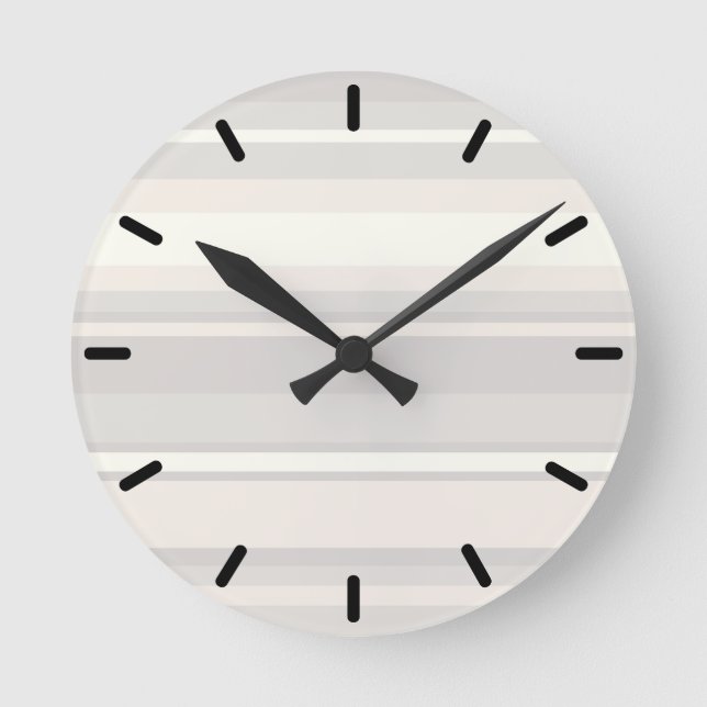 Beige stripes round clock (Front)