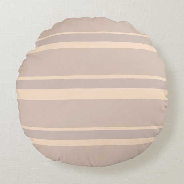 Beige Stripes Round Pillow (Front)