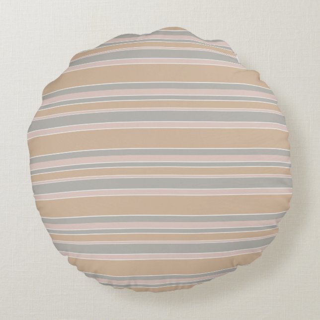 Beige stripes round pillow (Back)