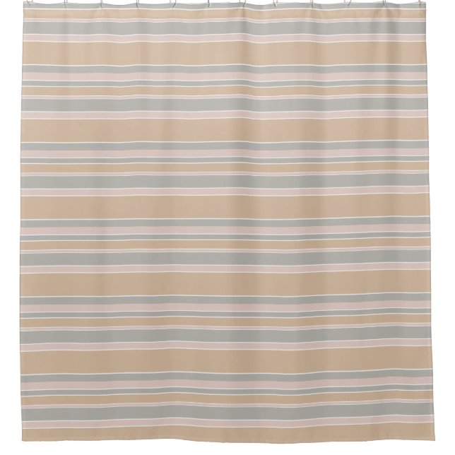 Beige stripes shower curtain (Front)