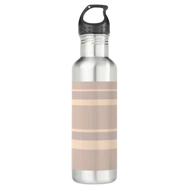 Beige Stripes Stainless Steel Water Bottle (Front)