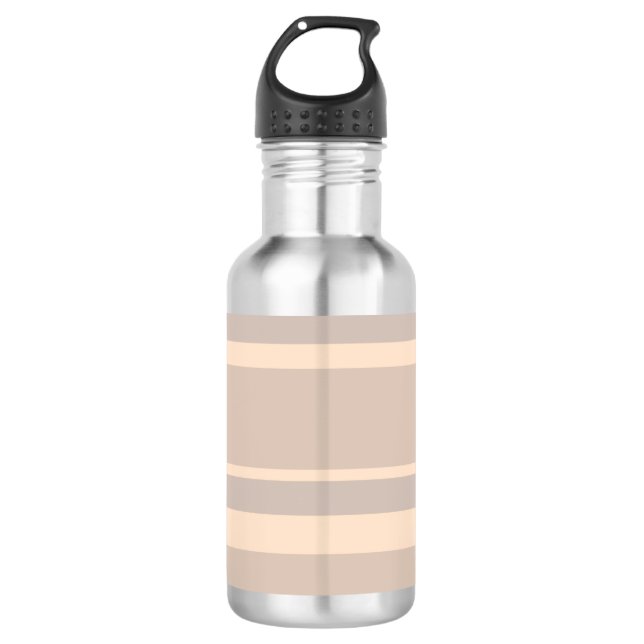 Beige Stripes Stainless Steel Water Bottle (Front)