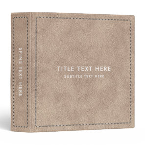 Beige Suede Leather Texture & Stitching 3 Ring Binder