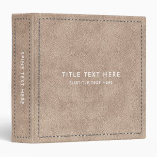 Beige Suede Leather Texture & Stitching 3 Ring Binder