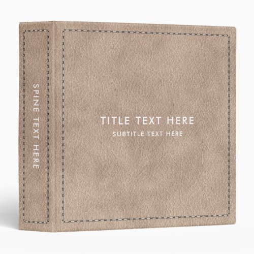 Beige Suede Leather Texture  Stitching 3 Ring Binder