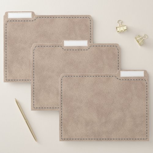 Beige Suede Leather Texture  Stitching   File Folder