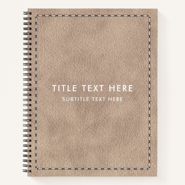 Beige Suede Leather Texture & Stitching  Notebook (Front)