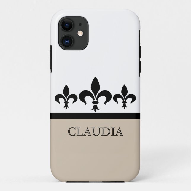 Beige Swanky Fleur De Lis BT iPhone 5 Case (Back)
