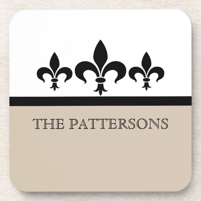Beige Swanky Fleur De Lis Coaster Set (Front)