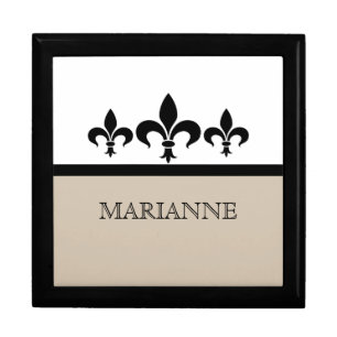 Beige Swanky Fleur De Lis Gift Box
