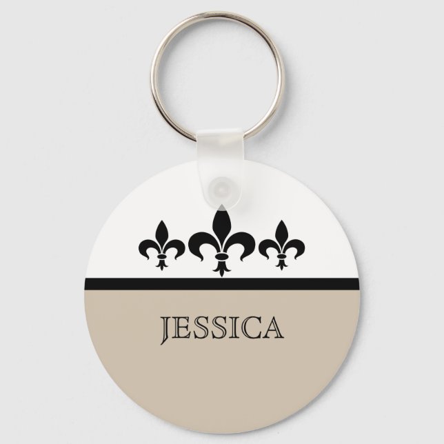 Beige Swanky Fleur De Lis Keychain (Front)