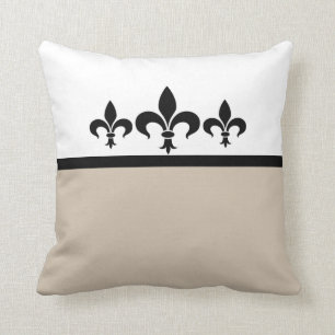 Beige Swanky Fleur De Lis Pillow