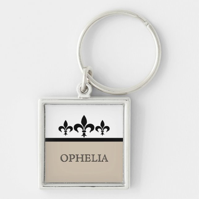Beige Swanky Fleur De Lis Premium Keychain (Front)
