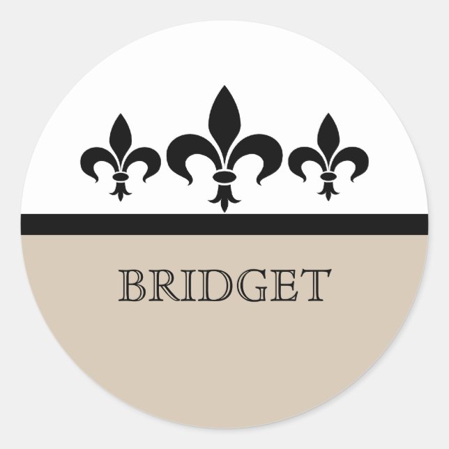 Beige Swanky Fleur De Lis Stickers (Front)
