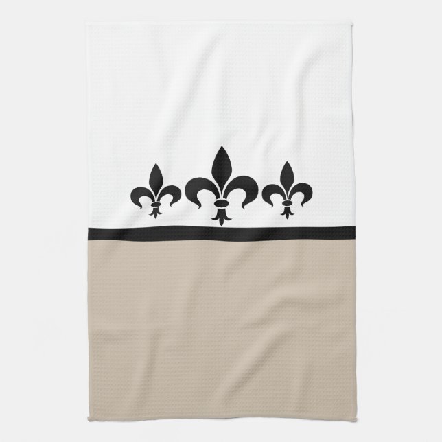 Beige Swanky Fleur De Lis Towel (Vertical)