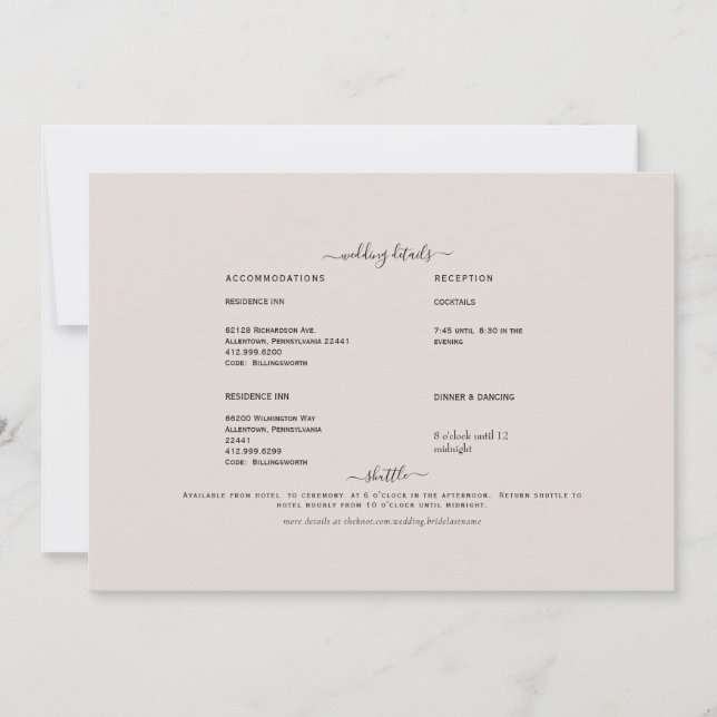 Beige Swash Detail Invitation (Front)