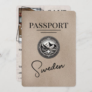 Beige Sweden Passport Save The Date