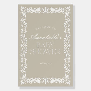 Beige Talavera Fiesta Baby Shower Welcome Sign