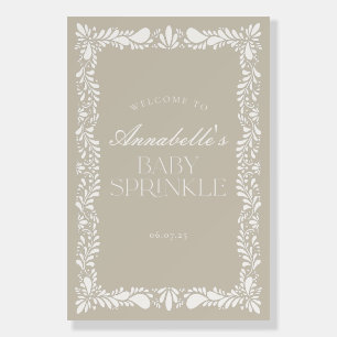 Beige Talavera Tile Baby Sprinkle Welcome Sign