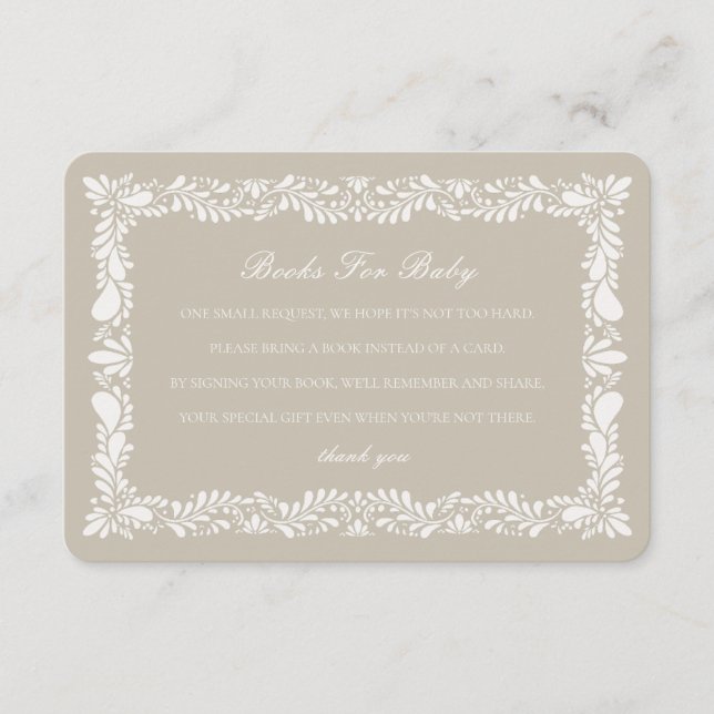 Beige Talavera Tile Books Baby Invitation Insert (Front)