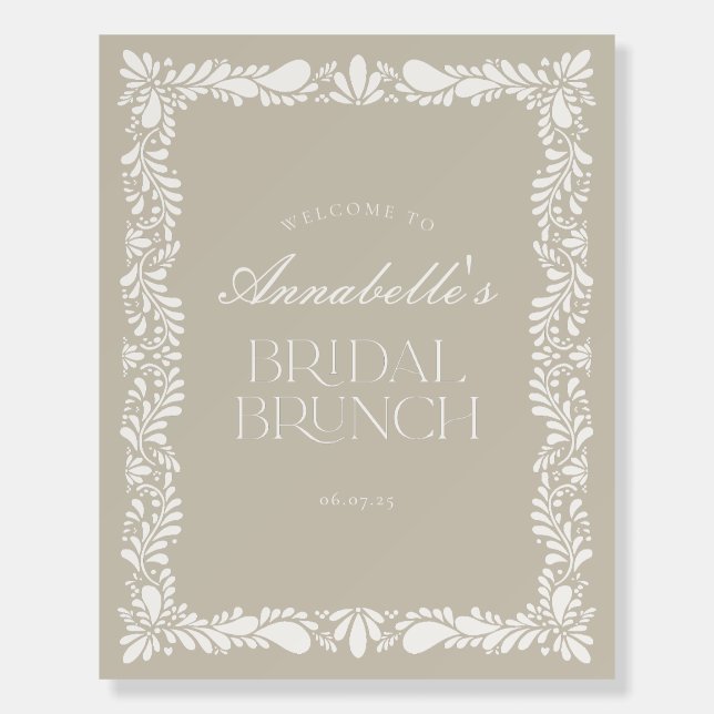 Beige Talavera Tile Fiesta Bridal Brunch Welcome Foam Board (Front)