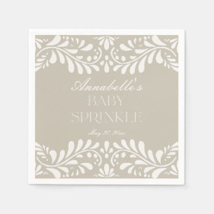 Beige Talavera Tile Spanish Fiesta Baby Sprinkle Napkins