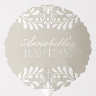Beige Talavera Tile Spanish Fiesta Baptism Balloon