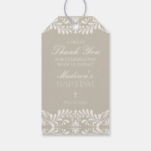 Beige Talavera Tile Spanish Fiesta Baptism Favors Gift Tags