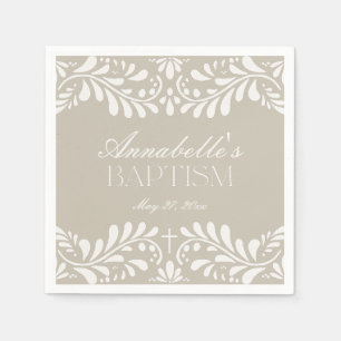 Beige Talavera Tile Spanish Fiesta Baptism Napkins