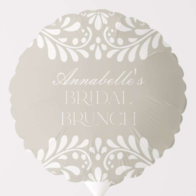 Beige Talavera Tile Spanish Fiesta Bridal Brunch Balloon (Front)