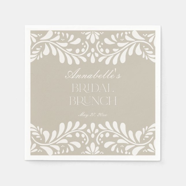 Beige Talavera Tile Spanish Fiesta Bridal Brunch Napkins (Front)